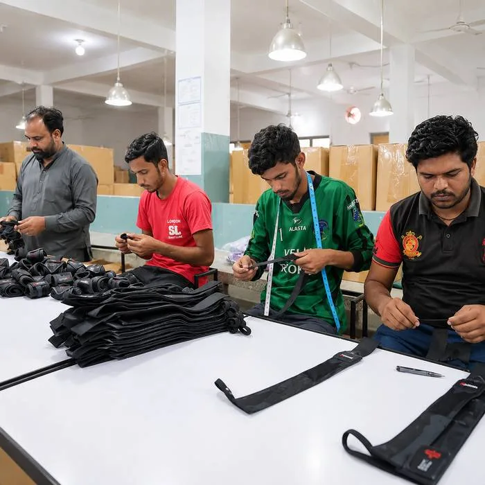 Factory workspace with focused workers